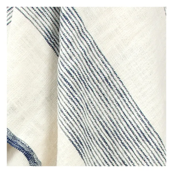 Blankets & Throws-Kirkland's Home Blue And Ivory Striped Woven Cotton Throw Blue/Ivory