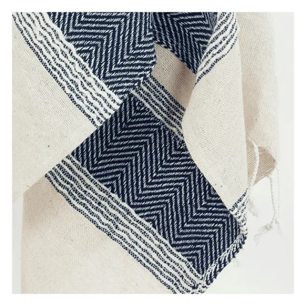 Blankets & Throws-Kirkland's Home Blue And Natural Colorblock Chevron Throw Blue/Tan