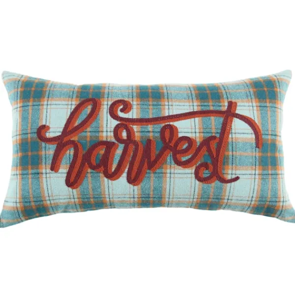 Pillows-Kirkland's Home Blue And Orange Plaid Harvest Lumbar Pillow Blue/Orange