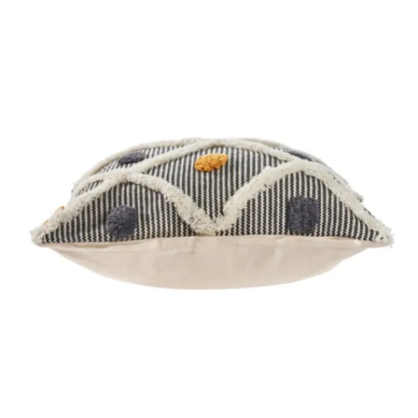 Pillows-Kirkland's Home Blue And Orange Tufted Accent Pillow Orange/Gray