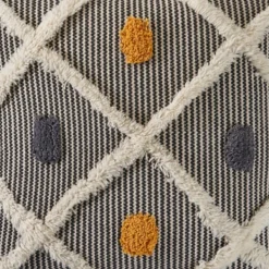 Pillows-Kirkland's Home Blue And Orange Tufted Accent Pillow Orange/Gray