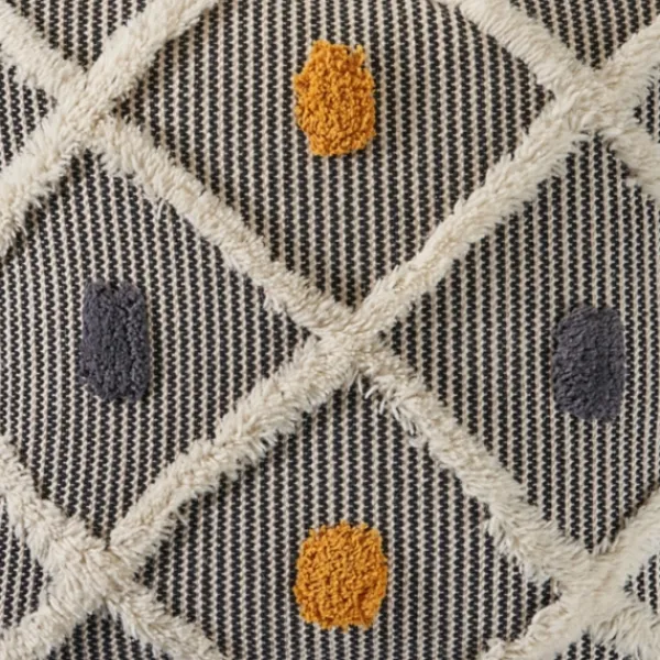 Pillows-Kirkland's Home Blue And Orange Tufted Accent Pillow Orange/Gray