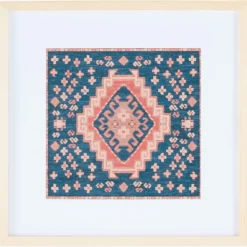 Wall Plaques-Kirkland's Home Blue And Pink Geometric Framed Textile Wall Plaque Blue/Pink