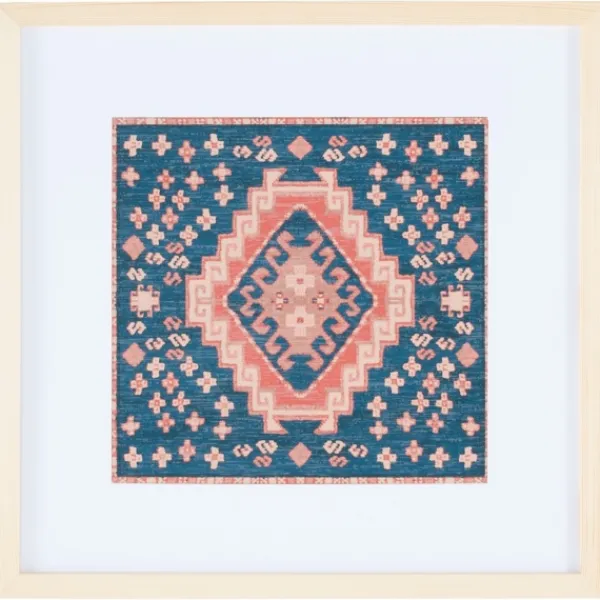 Wall Plaques-Kirkland's Home Blue And Pink Geometric Framed Textile Wall Plaque Blue/Pink