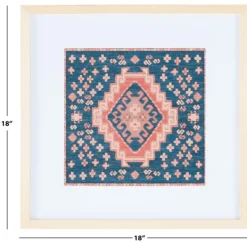 Wall Plaques-Kirkland's Home Blue And Pink Geometric Framed Textile Wall Plaque Blue/Pink