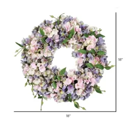 Wreaths-Kirkland's Home Blue And Pink Hydrangea Wreath, 18 In. Blue/Pink/Multi
