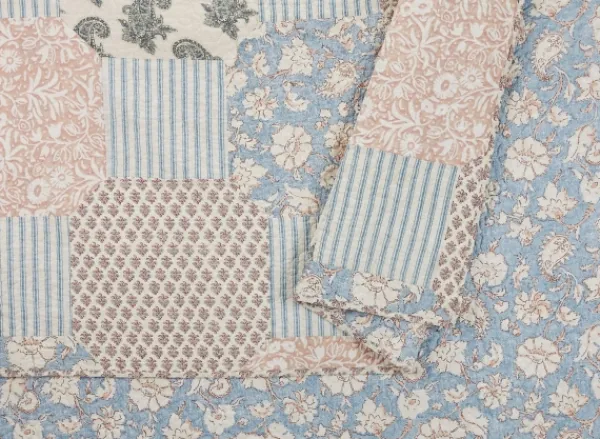 Quilts-Kirkland's Home Blue And Rose Patchwork Full/Queen 3-Pc. Quilt Set Blue/Pink