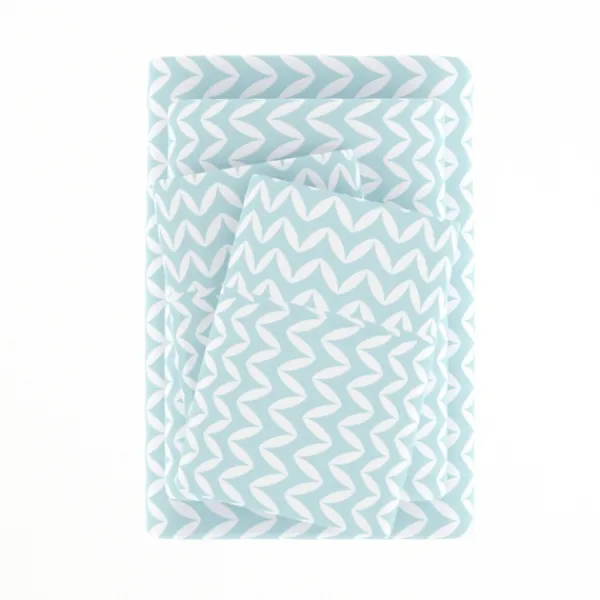 Bed Sheets-Kirkland's Home Blue And White Chevron 3-Pc. Twin Sheet Set Blue/White