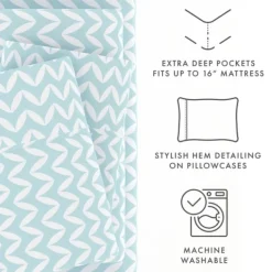 Bed Sheets-Kirkland's Home Blue And White Chevron 3-Pc. Twin Sheet Set Blue/White