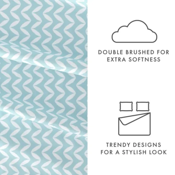 Bed Sheets-Kirkland's Home Blue And White Chevron 3-Pc. Twin Sheet Set Blue/White