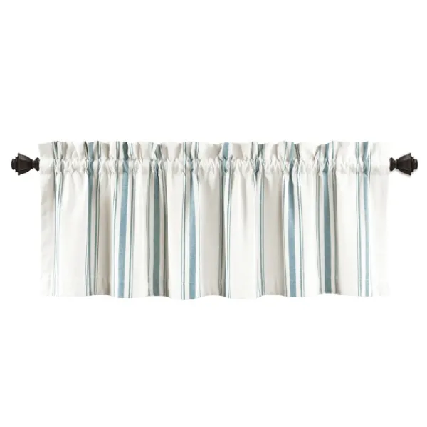 Curtains & Drapes-Kirkland's Home Blue And White Farmhouse Stripe Valance White/Blue