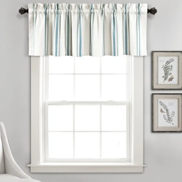 Curtains & Drapes-Kirkland's Home Blue And White Farmhouse Stripe Valance White/Blue