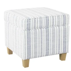 Benches & Ottomans-Kirkland's Home Blue And White Hometown Striped Storage Ottoman Blue/White