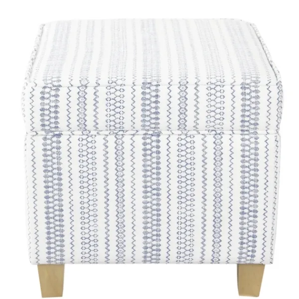 Benches & Ottomans-Kirkland's Home Blue And White Hometown Striped Storage Ottoman Blue/White