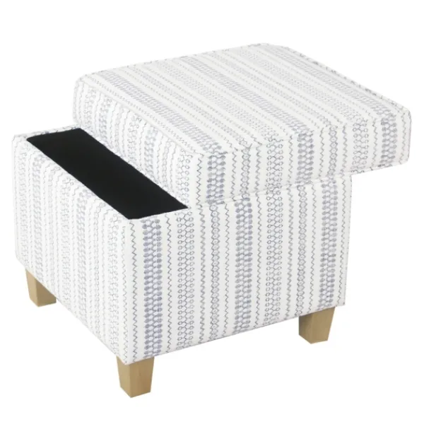 Benches & Ottomans-Kirkland's Home Blue And White Hometown Striped Storage Ottoman Blue/White
