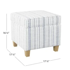 Benches & Ottomans-Kirkland's Home Blue And White Hometown Striped Storage Ottoman Blue/White