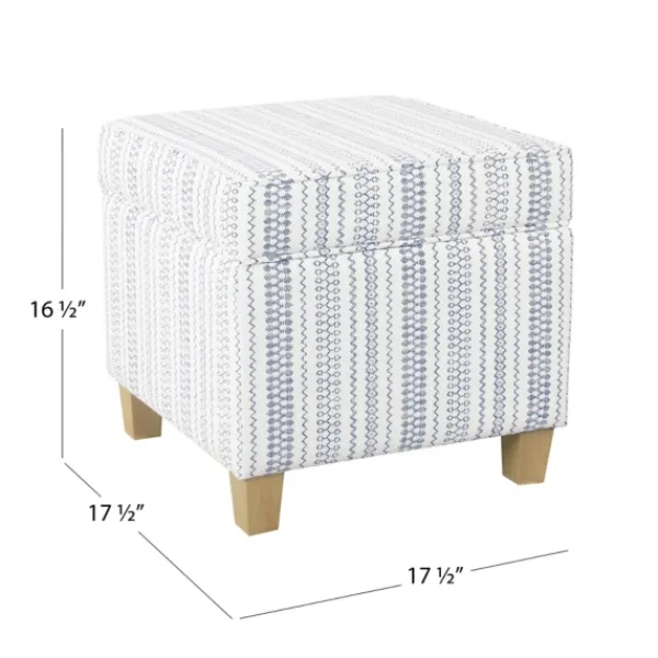 Benches & Ottomans-Kirkland's Home Blue And White Hometown Striped Storage Ottoman Blue/White