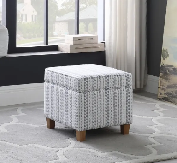 Benches & Ottomans-Kirkland's Home Blue And White Hometown Striped Storage Ottoman Blue/White