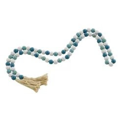 Decorative Accents-Kirkland's Home Blue And White Wood Beaded Tassel Garland Blue/White