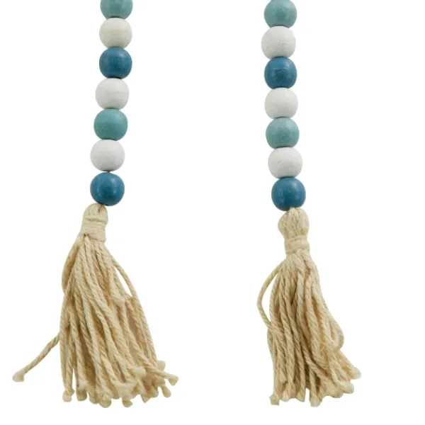 Decorative Accents-Kirkland's Home Blue And White Wood Beaded Tassel Garland Blue/White