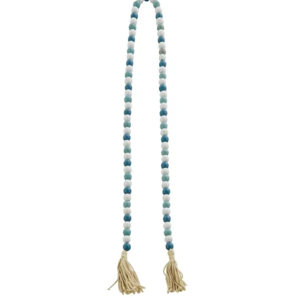 Decorative Accents-Kirkland's Home Blue And White Wood Beaded Tassel Garland Blue/White