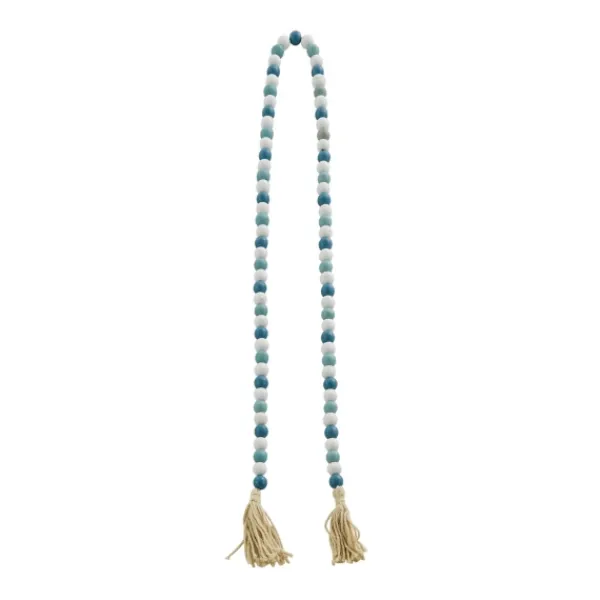 Decorative Accents-Kirkland's Home Blue And White Wood Beaded Tassel Garland Blue/White