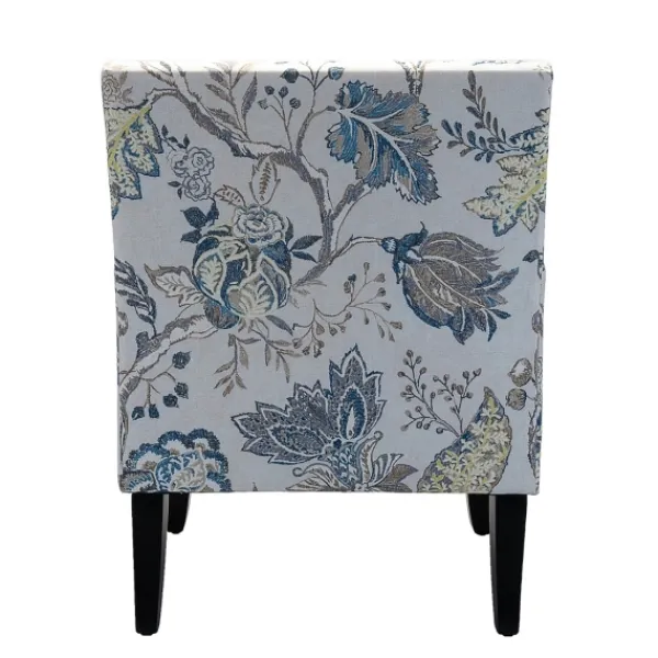Accent Chairs-Kirkland's Home Blue And Yellow Floral Upholstered Accent Chair Blue/Yellow