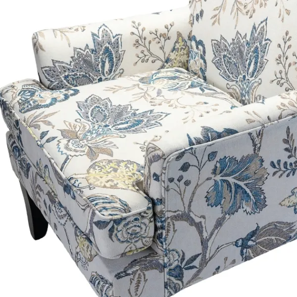 Accent Chairs-Kirkland's Home Blue And Yellow Floral Upholstered Accent Chair Blue/Yellow