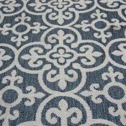 Outdoor Rugs-Kirkland's Home Blue Auckland Tile Outdoor Area Rug, 6X9 Blue/White