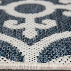 Outdoor Rugs-Kirkland's Home Blue Auckland Tile Outdoor Area Rug, 6X9 Blue/White