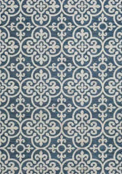 Outdoor Rugs-Kirkland's Home Blue Auckland Tile Outdoor Area Rug, 7X9 Blue/White
