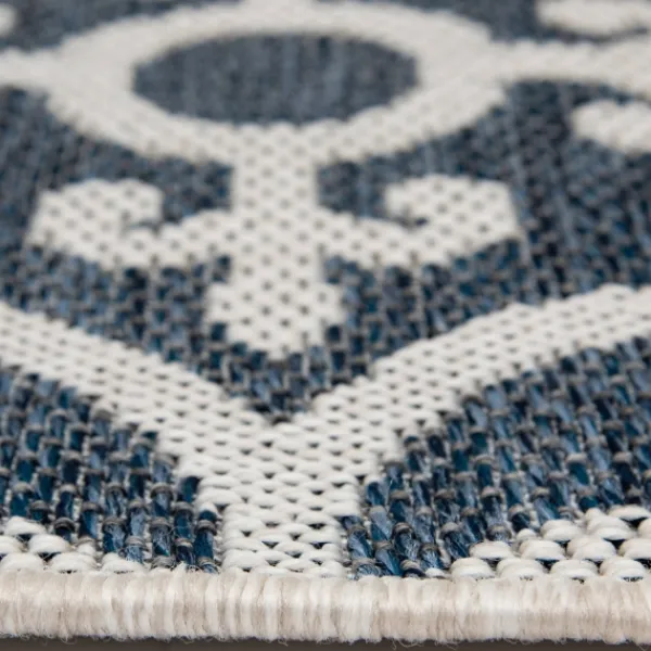 Outdoor Rugs-Kirkland's Home Blue Auckland Tile Outdoor Area Rug, 7X9 Blue/White