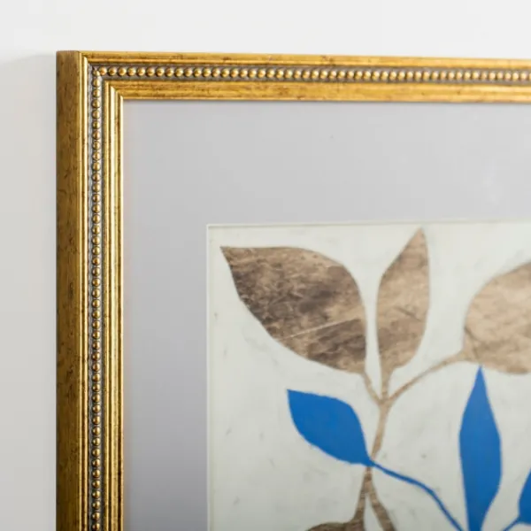 Framed Art-Kirkland's Home Blue Baroque Botanicals Framed Art Print Ivory/Gold/Blue