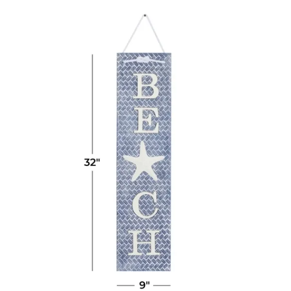 Wall Quotes & Signs-Kirkland's Home Blue Beach Starfish Wall Sign Blue/White