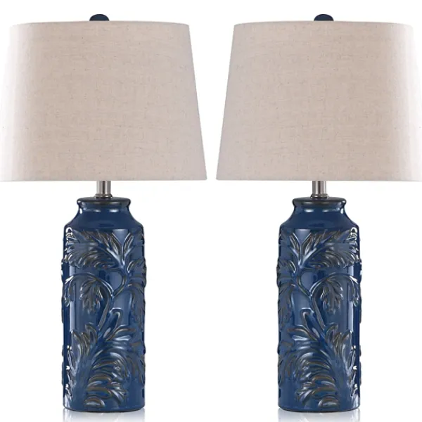 Table Lamps-Kirkland's Home Blue Bo Ical Mayfield Table Lamps, Set Of 2 Tan