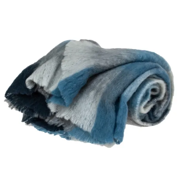 Blankets & Throws-Kirkland's Home Blue Buffalo Check Wool Handloomed Throw Blue/Gray/Black/White