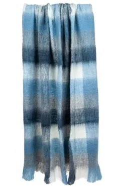 Blankets & Throws-Kirkland's Home Blue Buffalo Check Wool Handloomed Throw Blue/Gray/Black/White