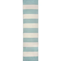 Outdoor Rugs-Kirkland's Home Blue Cabana Stripe Indoor/Outdoor Runner, 2X8 Blue/Ivory