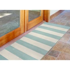 Outdoor Rugs-Kirkland's Home Blue Cabana Stripe Indoor/Outdoor Runner, 2X8 Blue/Ivory