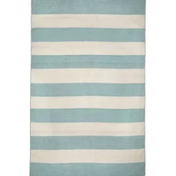 Outdoor Rugs-Kirkland's Home Blue Cabana Stripe Indoor/Outdoor Area Rug, 8X11 Blue/Ivory
