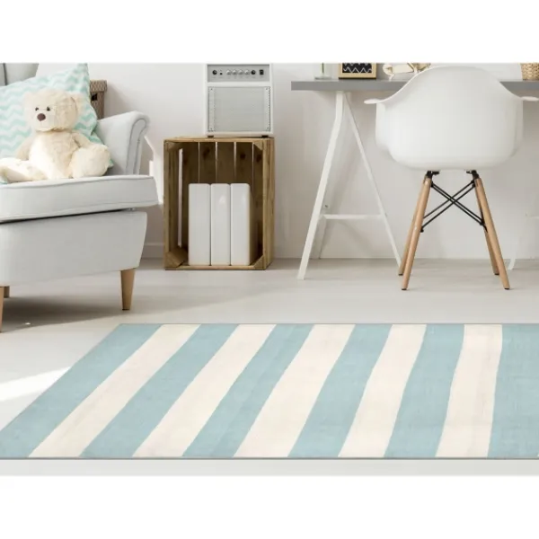 Outdoor Rugs-Kirkland's Home Blue Cabana Stripe Indoor/Outdoor Area Rug, 8X11 Blue/Ivory