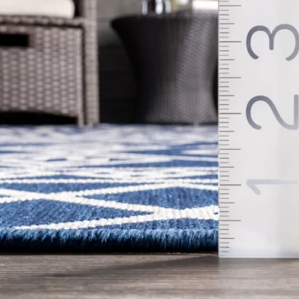 Outdoor Rugs-Kirkland's Home Blue Cassie Global Outdoor Area Rug, 5X8 Blue/White