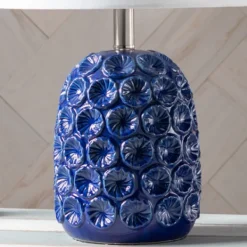 Table Lamps-Kirkland's Home Blue Ceramic Coastal Table Lamp White