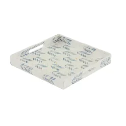 Decorative Trays-Kirkland's Home Blue Chevron Enamel 3-Pc. Tray Set White/Blue