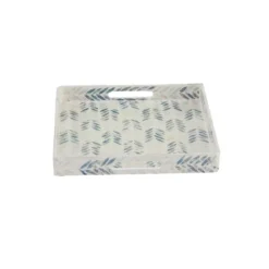 Decorative Trays-Kirkland's Home Blue Chevron Enamel 3-Pc. Tray Set White/Blue
