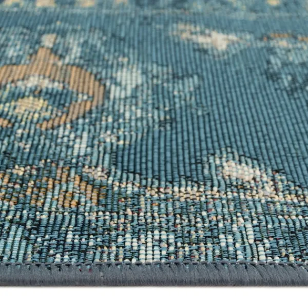 Outdoor Rugs-Kirkland's Home Blue Circle Medallion Outdoor Area Rug, 7X9 Blue/Tan