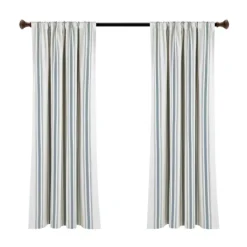 Curtains & Drapes-Kirkland's Home Blue Farmhouse Stripe Curtain Panels, Set Of 2 White/Blue