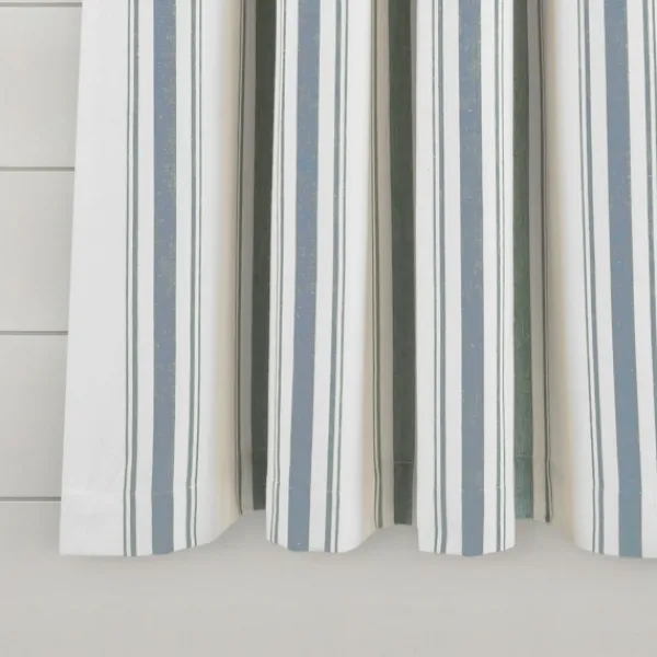 Curtains & Drapes-Kirkland's Home Blue Farmhouse Stripe Curtain Panels, Set Of 2 White/Blue