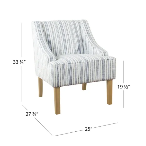 Accent Chairs-Kirkland's Home Blue Farmhouse Stripe Swoop Accent Chair White/Blue
