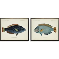 Wall Quotes & Signs-Kirkland's Home Blue Fish Framed Art Prints, Set Of 2 Blue/White